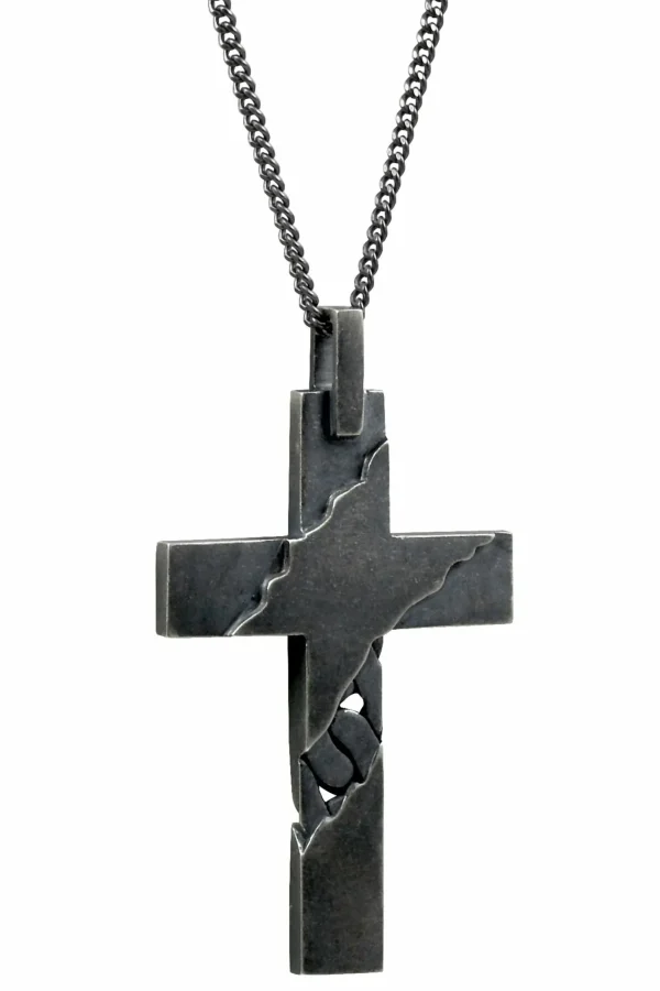 Halskette 925 Sterling Silber oxidiert Kreuz