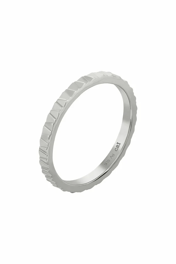 Ring 925 Silber rhodiniert Muster Stacking