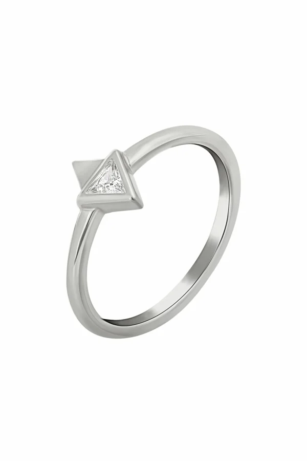 Ring 925 Silber rhodiniert mit Zirkonia Dreieck