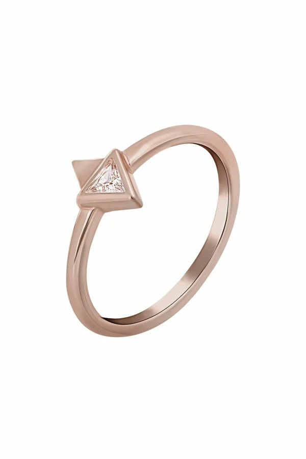 Ring 925 Silber rosévergoldet mit Zirkonia Dreieck