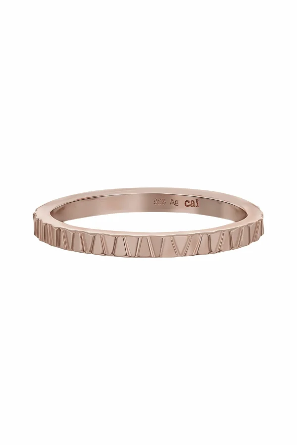 Ring 925 Silber rosévergoldet Muster Stacking