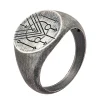 Ring 925 Silber Siegelring Kreis matt oxidiert Tattoo Motiv