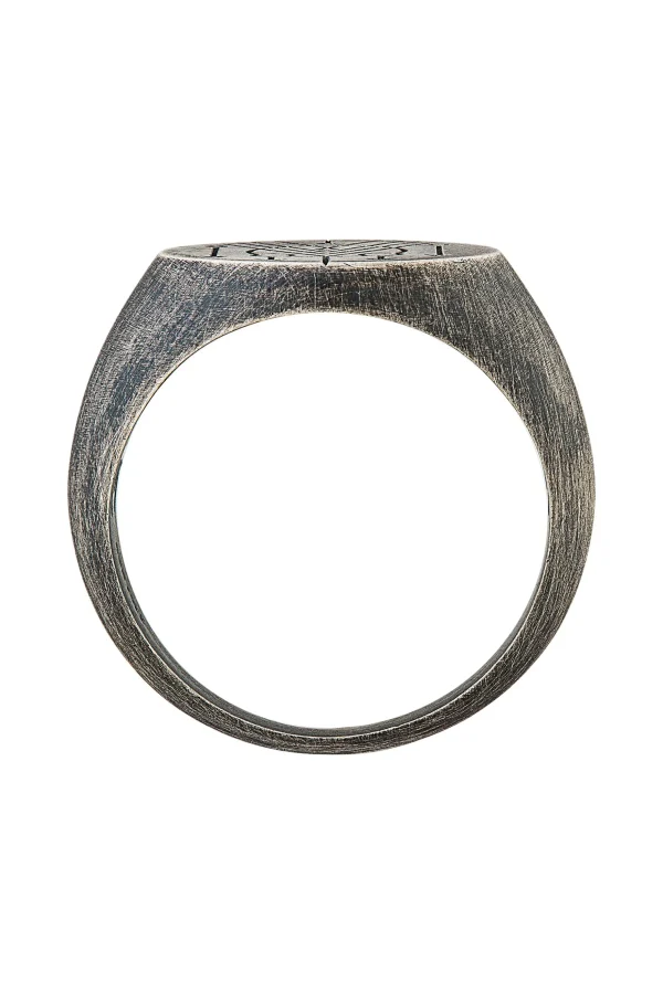 Ring 925 Silber Siegelring Kreis matt oxidiert Tattoo Motiv