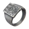 Ring 925 Silber Siegelring matt oxidiert Tattoo Motiv