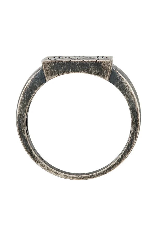 Ring 925 Silber Siegelring matt oxidiert Tattoo Motiv