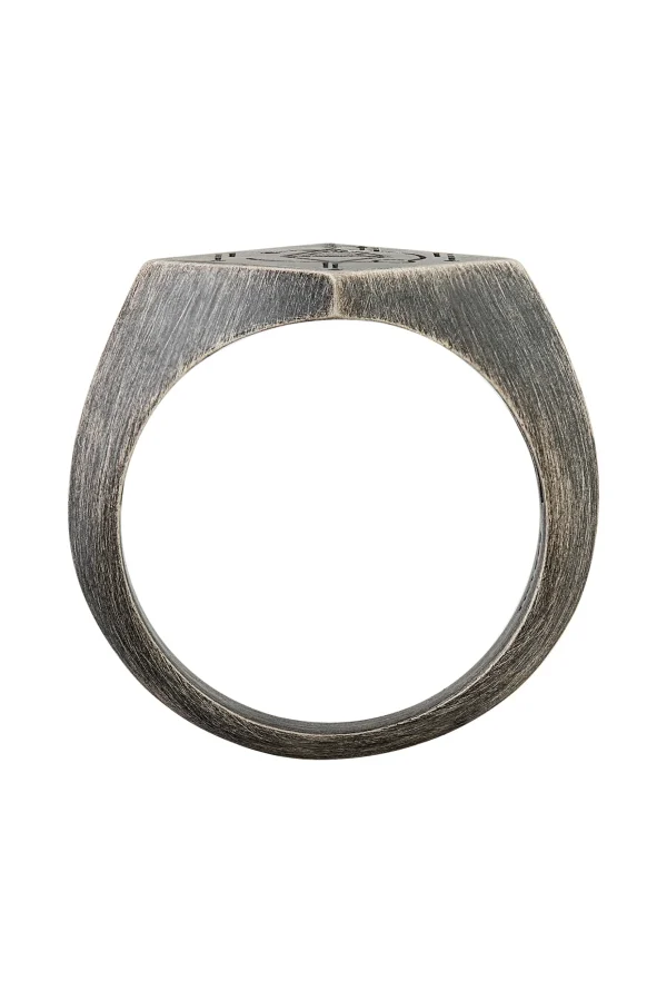 Ring 925 Silber Siegelring Raute matt oxidiert Tattoo Motiv