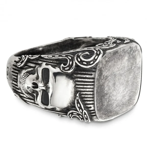 Ring 925/- Sterling Silber matt-oxidiert Totenkopf