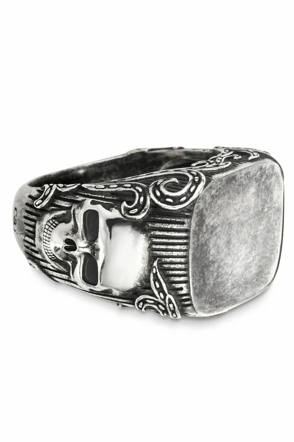 Ring 925/- Sterling Silber matt-oxidiert Totenkopf