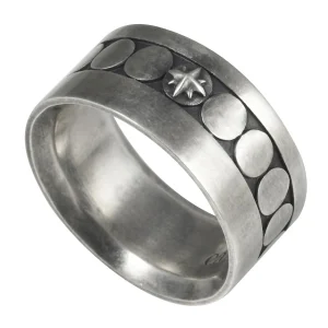 Ring 925/- Sterling Silber matt oxidiert Muster Stern