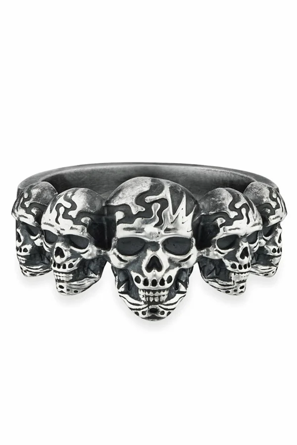 Ring 925/- Sterling Silber matt oxidiert Totenkopf