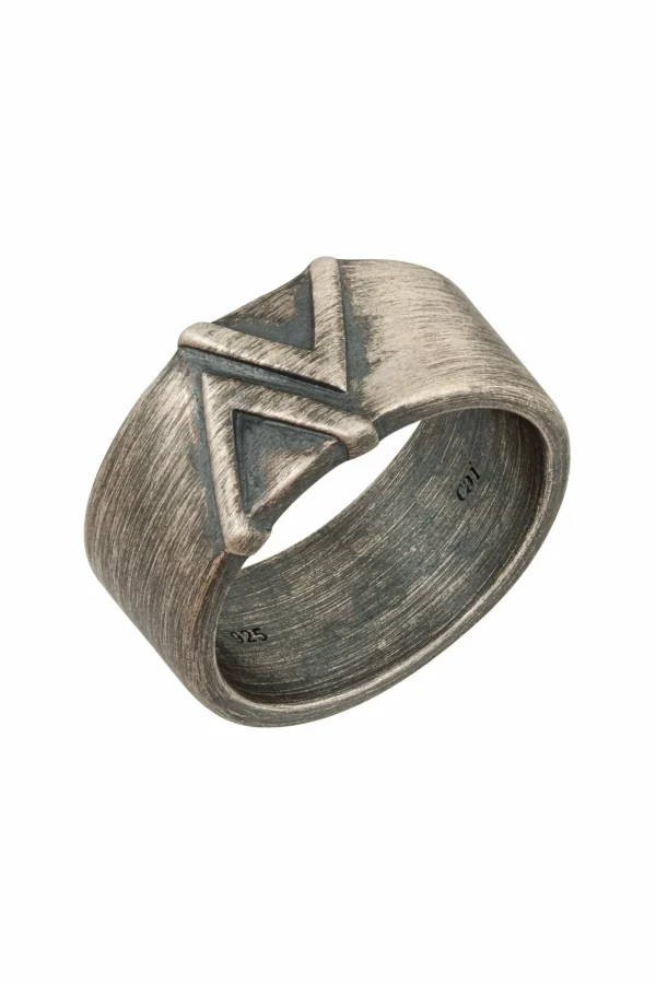 Ring 925/- Sterling Silber matt oxidiert Dreieck