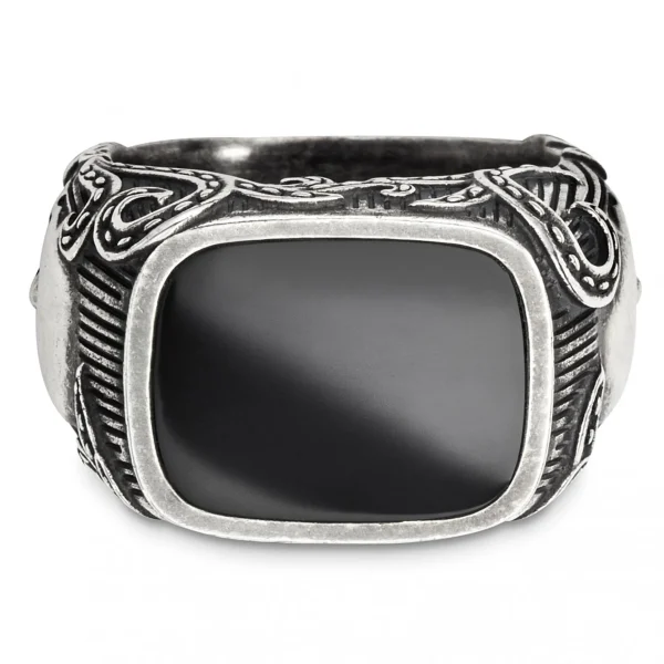 Ring 925/- Sterling Silber Onyx schwarz