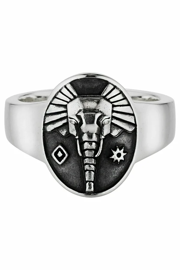 Ring 925 Sterling Silber oxidiert-poliert Elefant