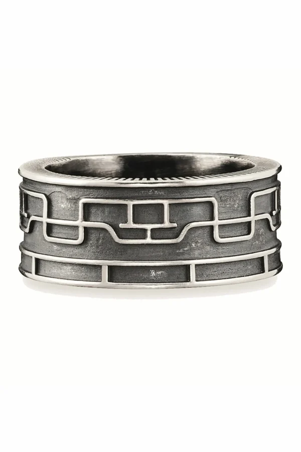 Ring 925/- Sterling Silber oxidiert Linien Japan