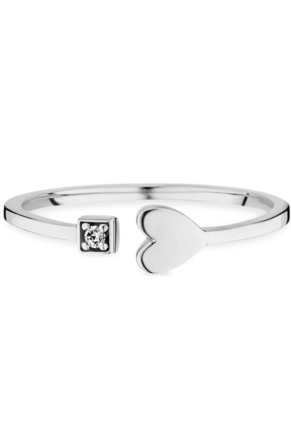 Ring 925/- Sterling Silber rhodiniert Zirkonia Herz