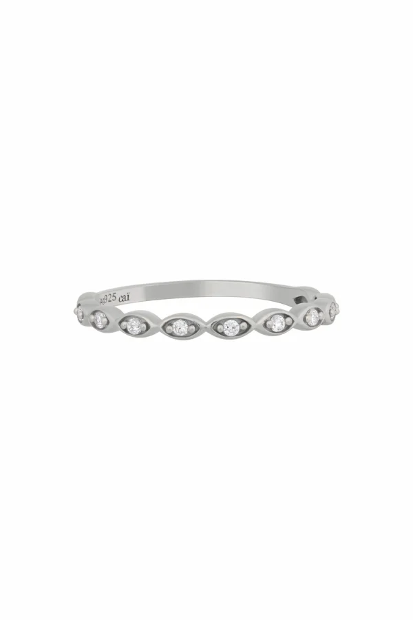 Ring 925/- Sterling Silber rhodiniert Zirkonia Stacking