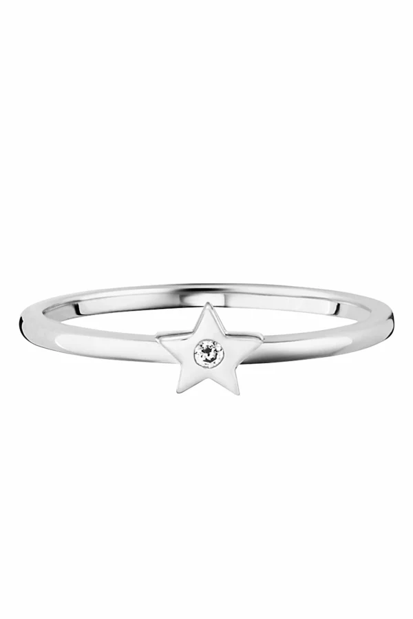 Ring 925 Sterling Silber rhodiniert Stern Zirkonia