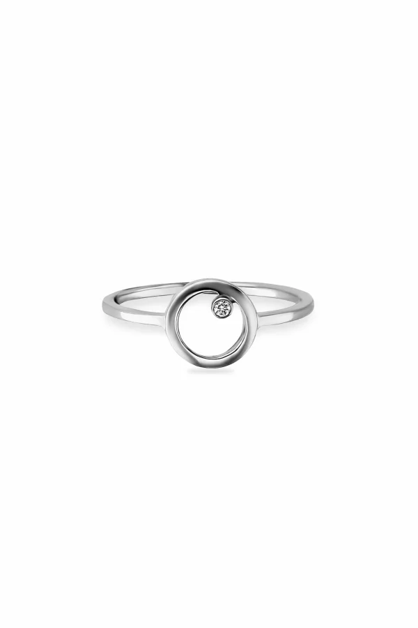 Ring 925 Sterling Silber rhodiniert Zirkonia Kreis