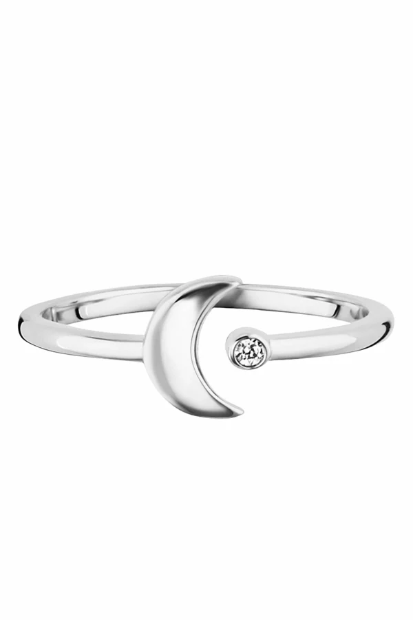 Ring 925 Sterling Silber rhodiniert Zirkonia Mond