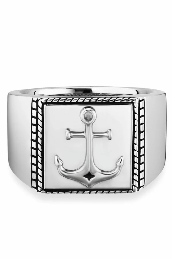 Ring 925/- Sterling Silber rhodiniert Anker