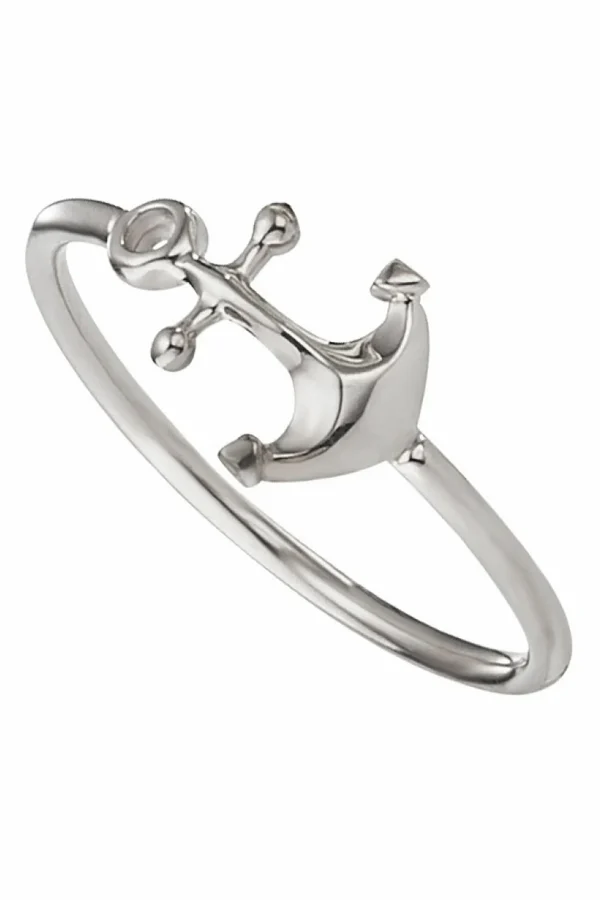 Ring 925/- Sterling Silber rhodiniert Anker