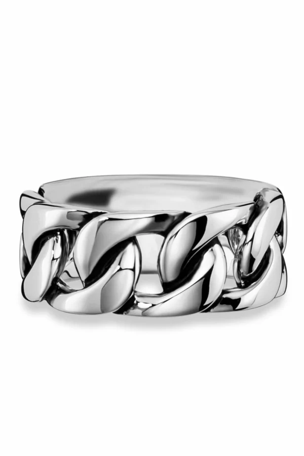 Ring 925/- Sterling Silber rhodiniert Ketten-Optik