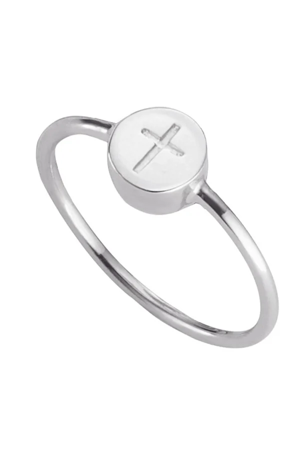 Ring 925/- Sterling Silber rhodiniert Kreuz