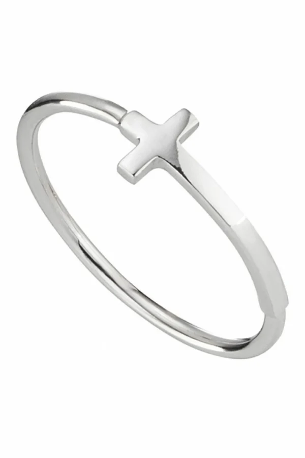 Ring 925/- Sterling Silber rhodiniert Kreuz