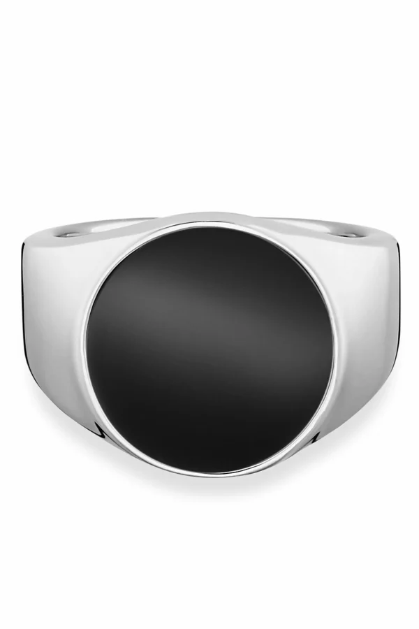 Ring 925/- Sterling Silber rhodiniert Onyx