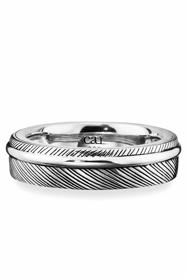 Ring 925 Sterling Silber rhodiniert Feder