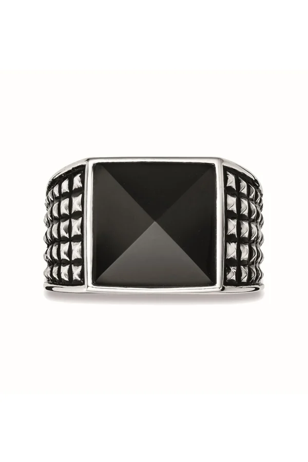 Ring 925/- Sterling Silber rhodiniert poliert Onyx