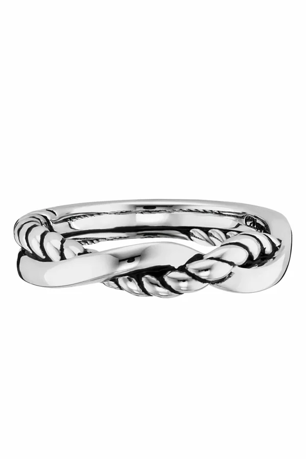 Ring 925/- Sterling Silber rhodiniert Seilstruktur