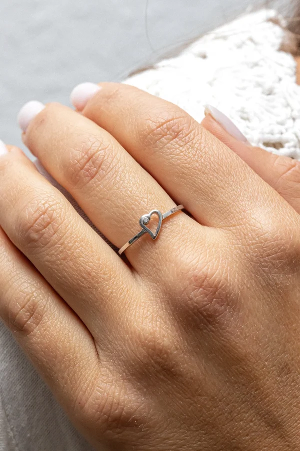 Ring 925/- Sterling Silber rhodiniert Zirkonia Herz