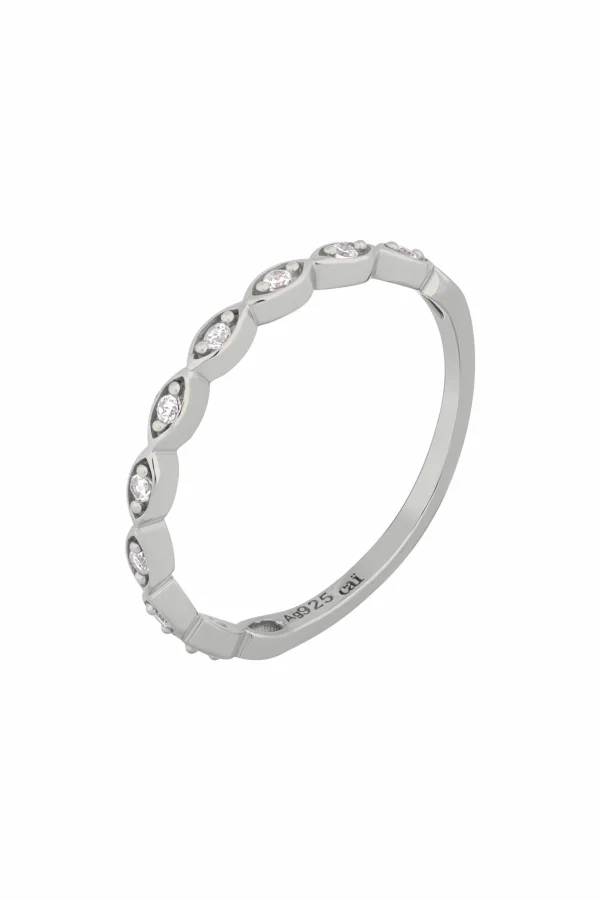 Ring 925/- Sterling Silber rhodiniert Zirkonia Stacking