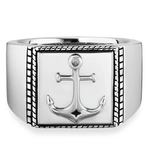 Ring 925/- Sterling Silber rhodiniert Anker