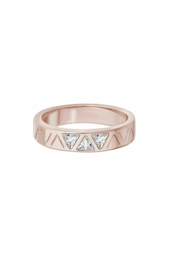 Ring 925 Sterling Silber rosé vergoldet mit Zirkonia Dreiecken