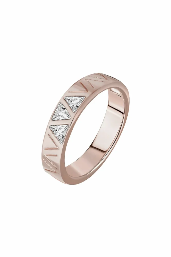 Ring 925 Sterling Silber rosé vergoldet mit Zirkonia Dreiecken