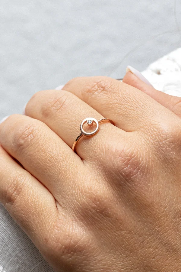 Ring 925 Sterling Silber rosé vergoldet Zirkonia Kreis