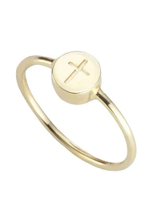 Ring 925/- Sterling Silber vergoldet Kreuz