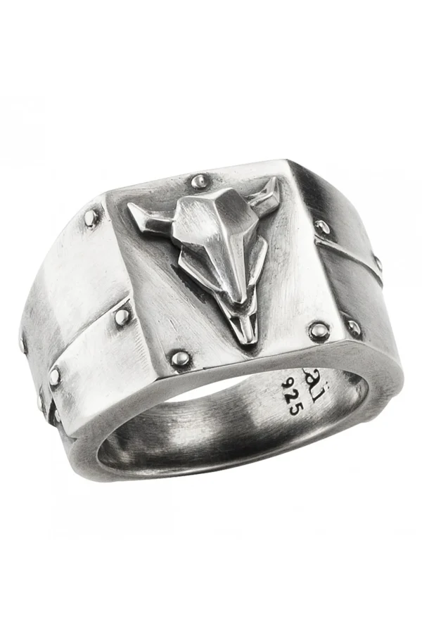 Ring Silber 925 oxidiert Stierkopf