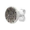 Single Ohrstecker 925 Silber matt rund oxidiert Tattoo Motiv