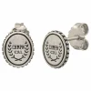 Single Ohrstecker 925/-Sterling Silber satiniert oxodiert Champion Wappen