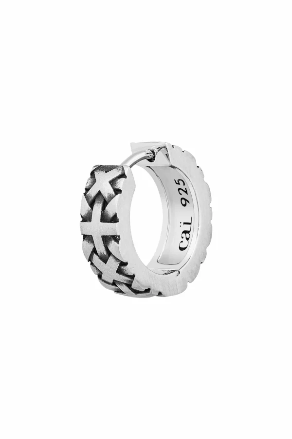 Single-Ohrring 925 Sterling Silber matt oxidiert